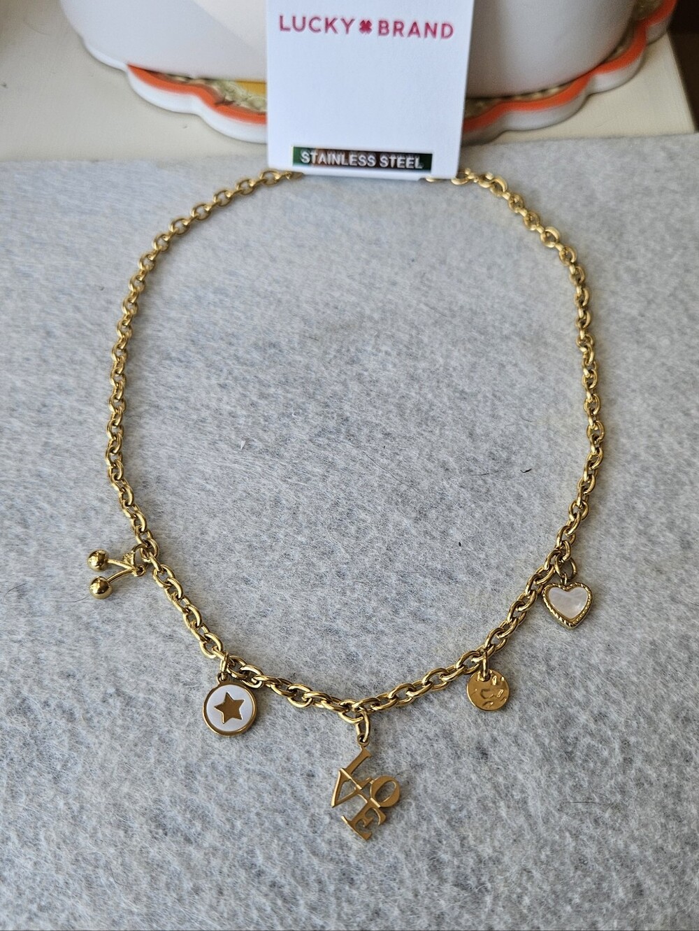 Lucky Brand Gold Charm In Love Necklace -